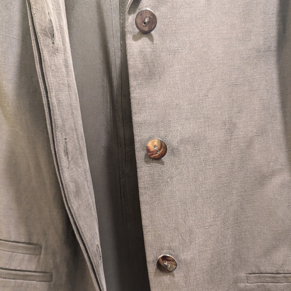 Chico's Brown Silk Linen Blend Blazer Button Front Collar 3/4 Sleeves- 3 (XL/16) - Picture 8 of 16